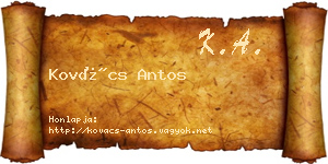 Kovács Antos névjegykártya